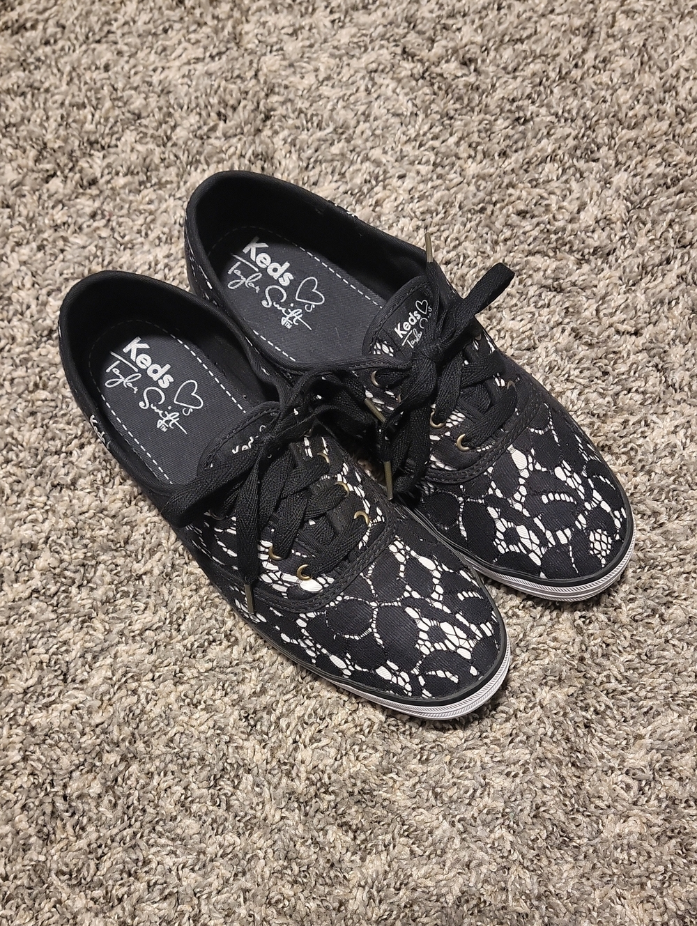 Keds × Taylor Swift Black Lace-Overlay Sneakers Size 8